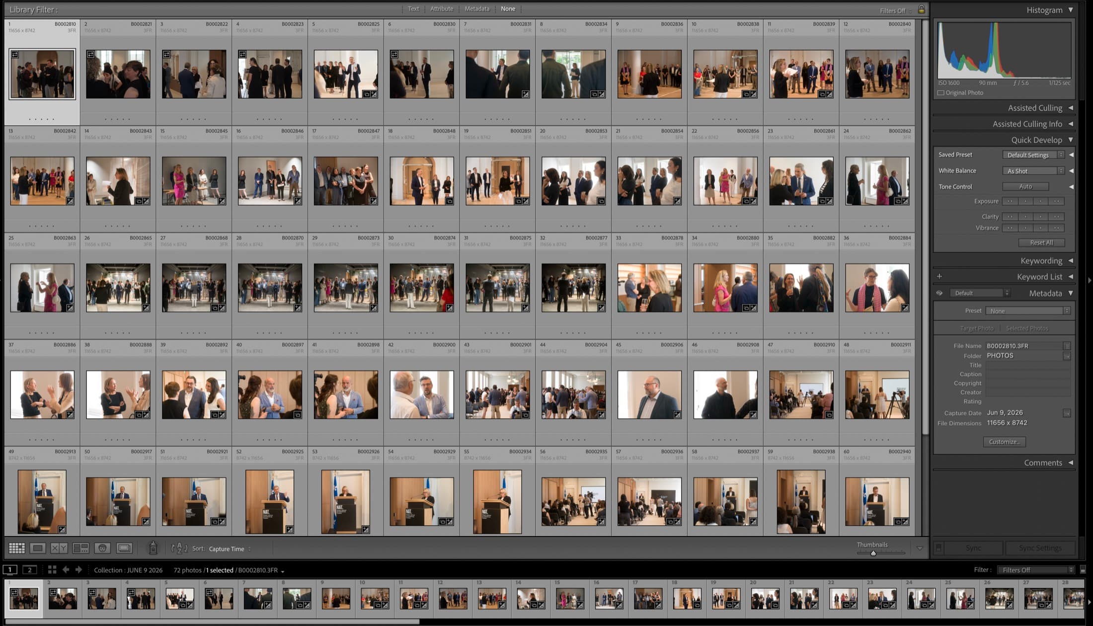 The clientgallery.io plugin inside Lightroom Classic: client picks imported as a collection, loved photos flagged